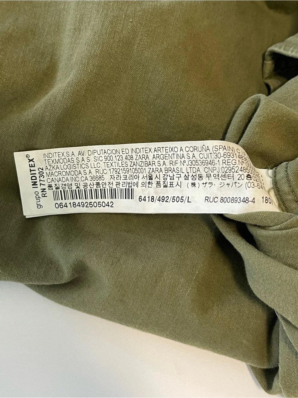 Zara Man Shirt Button Up Large Slim Fit Olive Green Utility Gorpcore Pockets